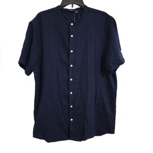 NWT Livergy Navy Blue Short Sleeve Men's Button Up Shirt XL